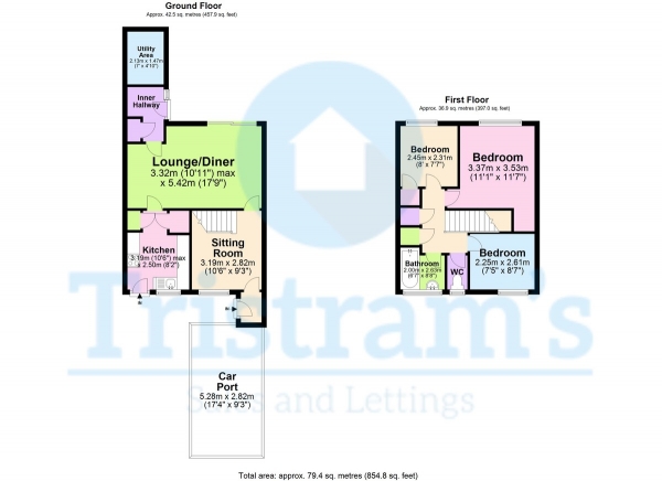 Floor Plan Image for 3 Bedroom Terraced House for Sale in Candle Meadow, Colwick Park