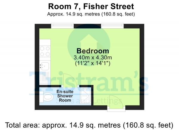 Floor Plan for 1 Bedroom Studio to Rent in Studio 7, Fisher Street, Nottingham, NG7, 6FJ - £150  pw | £650 pcm