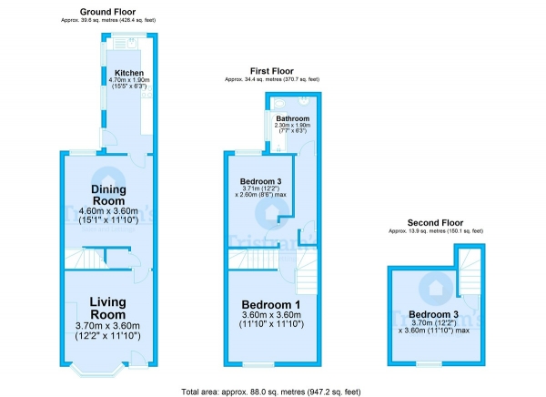 Floor Plan Image for 3 Bedroom Terraced House for Sale in Wallis Street, Nottingham