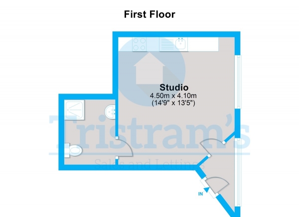 Floor Plan for Studio to Rent in Flat 1, Clinton Street West, Nottingham, NG1, 3DN - £200  pw | £867 pcm