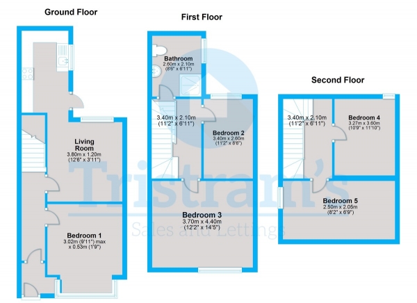 Floor Plan for 1 Bedroom End of Terrace House to Rent in Room 2, Chestnut Grove, West Bridgford, NG2, 7JG - £115  pw | £498 pcm