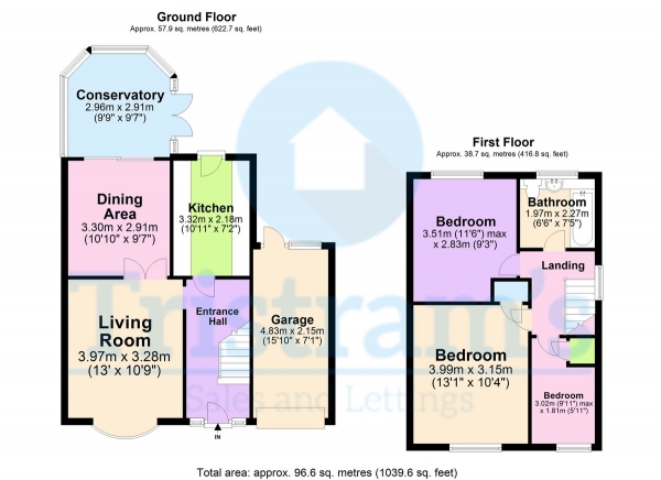 Floor Plan for 3 Bedroom Semi-Detached House for Sale in Smiths Close, Cropwell Bishop, NG12, 3DU - Guide Price &pound270,000