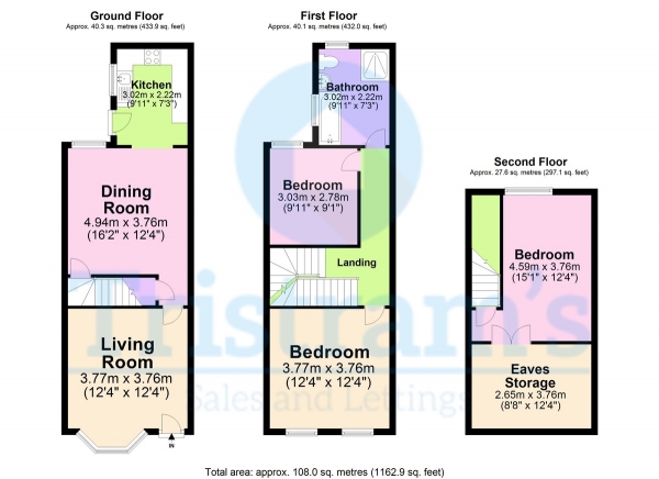 Floor Plan Image for 3 Bedroom Town House for Sale in High Road, Beeston