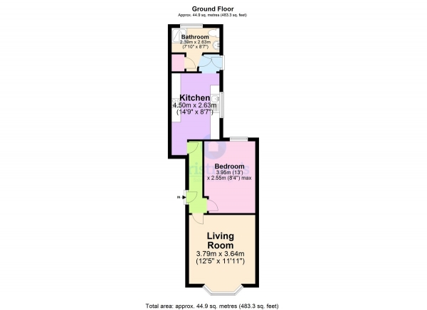 Floor Plan for 3 Bedroom Flat for Sale in Beech Avenue, New Basford, NG7, 7LJ - OIRO &pound300,000