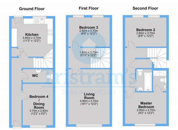 Floor Plan Image for 3 Bedroom Town House to Rent in Goldrill Close, West Bridgford