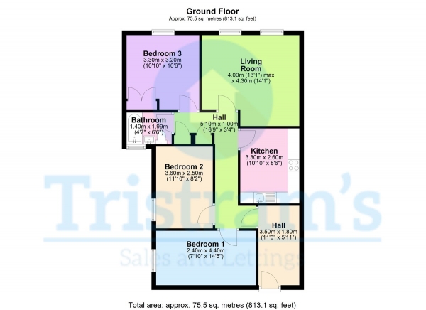 Floor Plan Image for 3 Bedroom Apartment to Rent in Regent Mews, Wollaton Street