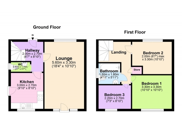 Floor Plan for 3 Bedroom Semi-Detached House to Rent in Rushford Drive, Nottingham, NG8, 2GN - £288 pw | £1250 pcm