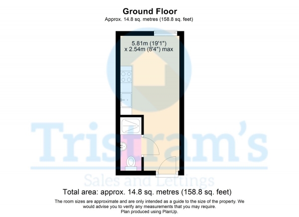 Floor Plan for 1 Bedroom Studio to Rent in Birkin Avenue, Radford, NG7, 5AR - £115  pw | £498 pcm