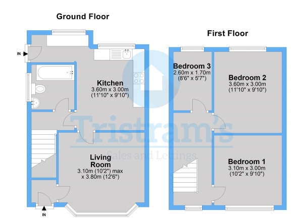 Floor Plan for 3 Bedroom Semi-Detached House to Rent in Myrtle Avenue, Stapleford, NG9, 7GR - £230 pw | £995 pcm