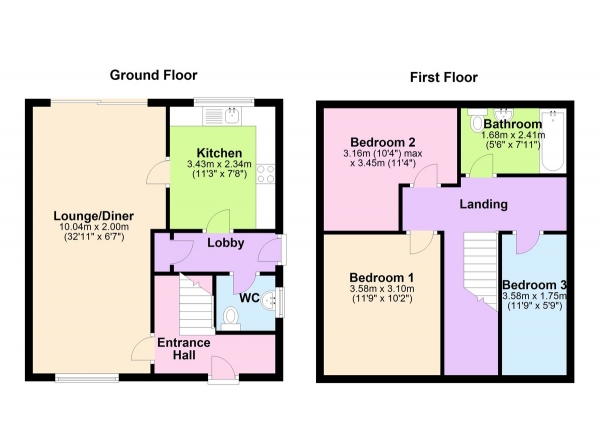 Floor Plan for 3 Bedroom End of Terrace House to Rent in Dalehead Road, Nottingham, NG11, 9HU - £254 pw | £1100 pcm