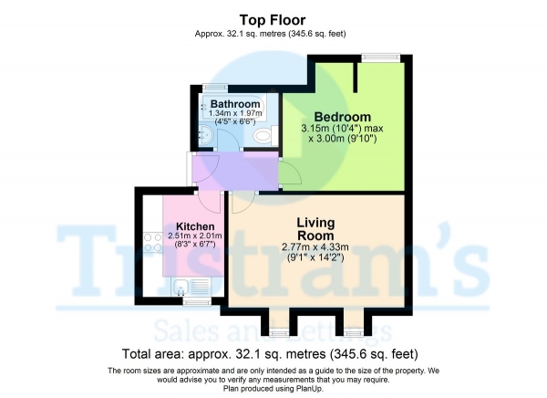 Floor Plan for 1 Bedroom Flat for Sale in Huthwaite Court, Haydn Road, NG5, 2LA - Guide Price &pound85,000