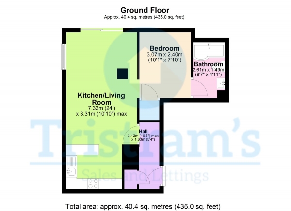 Floor Plan Image for 1 Bedroom Apartment to Rent in The Ice House, Bolero Square