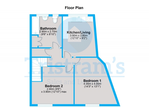 Floor Plan for 2 Bedroom Flat to Rent in Perry Road, Basford, NG5, 1GN - £207 pw | £895 pcm