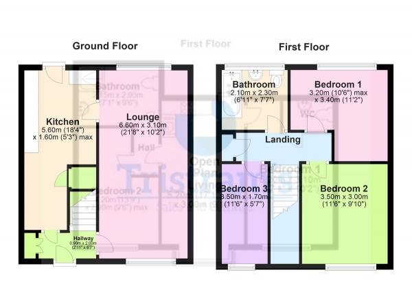 Floor Plan for 3 Bedroom Semi-Detached House to Rent in Manor Farm Lane, Nottingham, NG11, 8BT - £242 pw | £1050 pcm