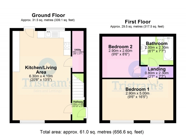 Floor Plan Image for 2 Bedroom Semi-Detached House to Rent in Aston Avenue, Beeston