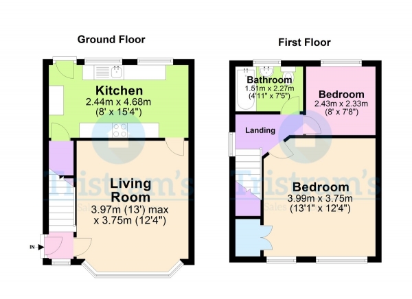 Floor Plan for 2 Bedroom Semi-Detached House to Rent in Park Crescent, Wollaton, NG8, 2EQ - £219 pw | £950 pcm