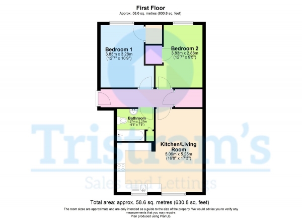 Floor Plan for 2 Bedroom Apartment to Rent in The Farthings, Nottingham, NG7, 2BA - £202 pw | £875 pcm