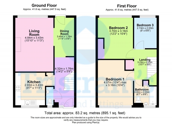 Floor Plan Image for 3 Bedroom Semi-Detached House to Rent in Keys Close, Nottingham