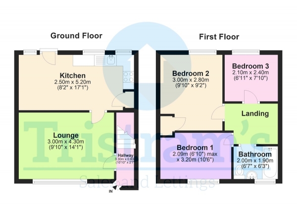 Floor Plan for 3 Bedroom Terraced House to Rent in Wendover Drive, Nottingham, NG8, 5JN - £213 pw | £925 pcm