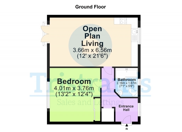 Floor Plan Image for 1 Bedroom Flat to Rent in Stanhope Avenue, Nottingham