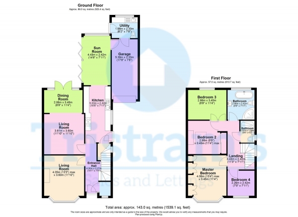 Floor Plan for 4 Bedroom Detached House for Sale in Arundel Drive, Bramcote, NG9, 3FX -  &pound519,000