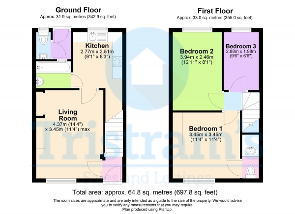 Floor Plan Image for 3 Bedroom Terraced House for Sale in Coleby Avenue, Nottingham