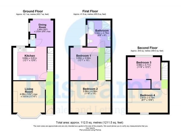 Floor Plan Image for 4 Bedroom Town House to Rent in Charnwood Grove, West Bridgford, Nottingham