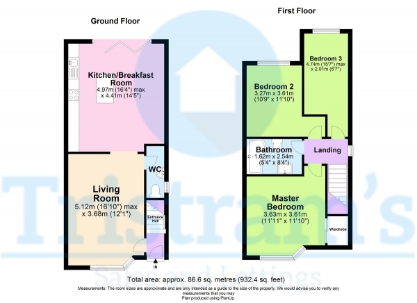 Floor Plan for 3 Bedroom Semi-Detached House for Sale in Pinfold Lane, Stapleford, NG9, 8DL - Guide Price &pound280,000