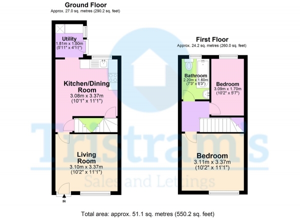 Floor Plan for 2 Bedroom End of Terrace House to Rent in Finsbury Avenue, Sneinton, NG2, 4LL - £207 pw | £895 pcm