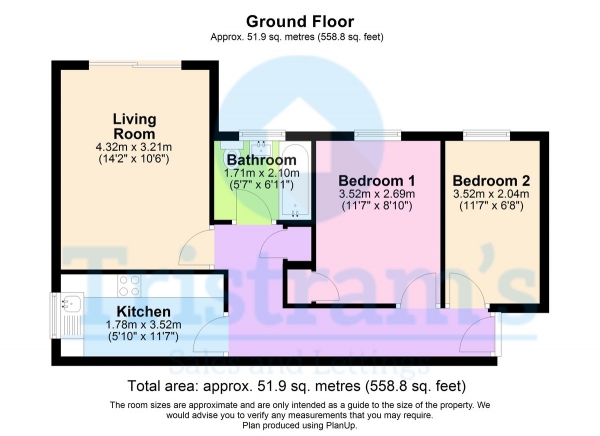 Floor Plan Image for 2 Bedroom Ground Flat to Rent in James Close, Derby