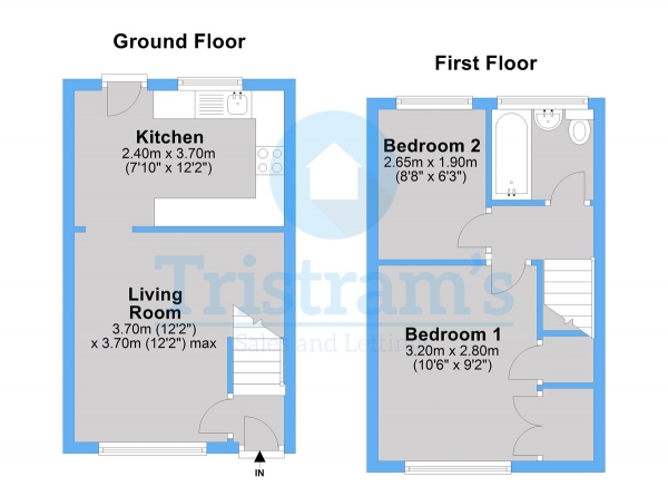 Floor Plan for 2 Bedroom Semi-Detached House to Rent in Heron Drive, Lenton, NG7, 2DG - £242 pw | £1050 pcm