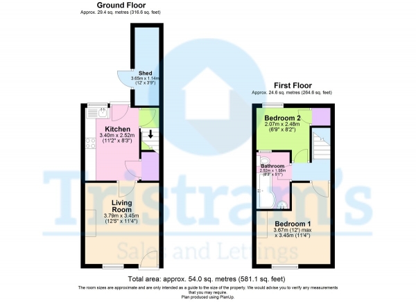 Floor Plan for 2 Bedroom Terraced House for Sale in Vernon Road, Nottingham, NG6, 0AD - Guide Price &pound145,000