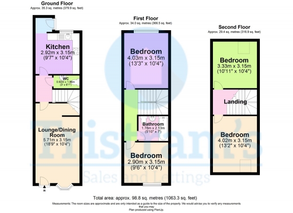 Floor Plan Image for 4 Bedroom Terraced House for Sale in Flitterman Mews, Wilford Crescent East