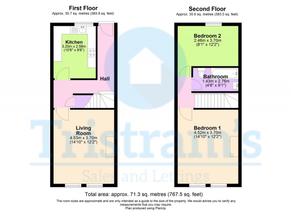 Floor Plan for 2 Bedroom Apartment to Rent in Denman Street, Radford, NG7, 3PS - £219 pw | £950 pcm