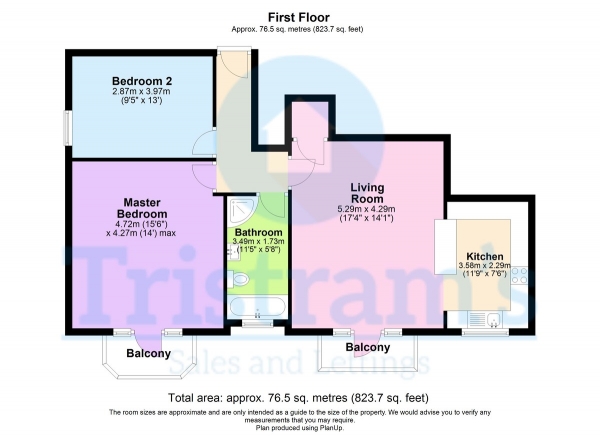 Floor Plan for 2 Bedroom Apartment for Sale in Sandfield House, Burns Street, NG7, 4DT -  &pound269,000