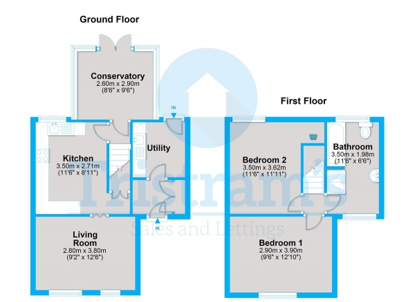 Floor Plan for 2 Bedroom Semi-Detached House to Rent in North Street, Kimberley, NG16, 2PN - £202 pw | £875 pcm