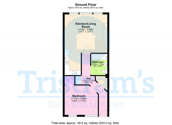 Floor Plan Image for 1 Bedroom Apartment to Rent in Regent Mews, Wollaton Street