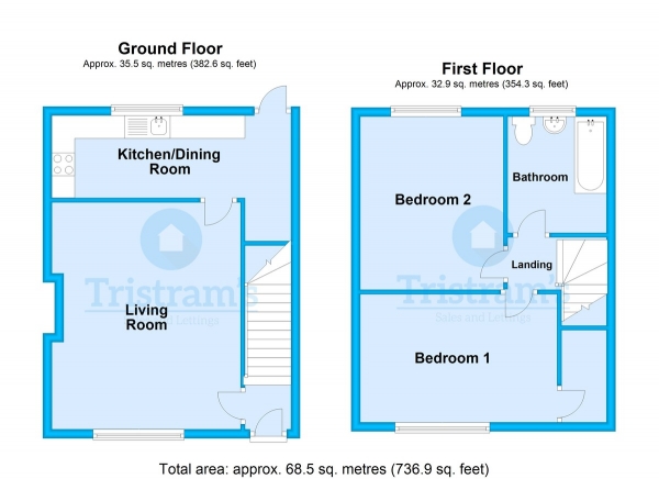 Floor Plan for 2 Bedroom Terraced House to Rent in Romilay Close, Beeston, NG9, 2ST - £240 pw | £1040 pcm