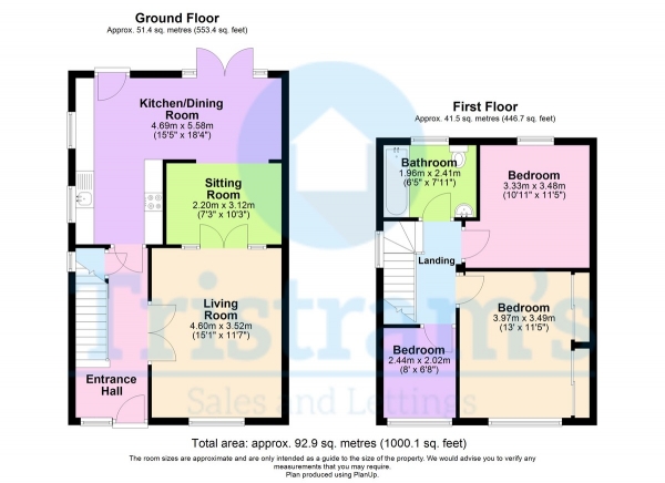 Floor Plan for 3 Bedroom Detached House for Sale in Greenland Crescent, Beeston, NG9, 5LD -  &pound330,000