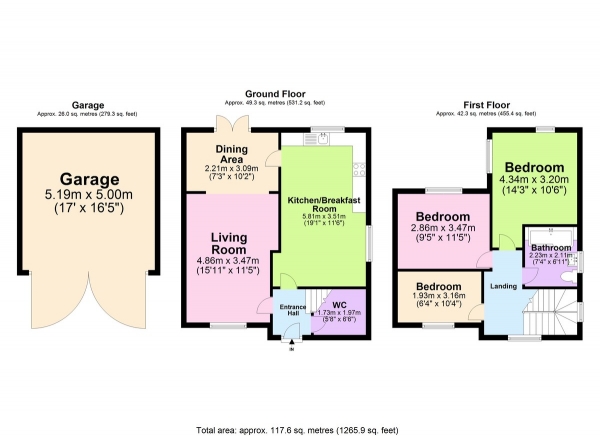 Floor Plan for 3 Bedroom Semi-Detached House for Sale in David Street, Kirkby-in-ashfield, NG17, 7JW - From &pound175,000