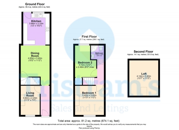 Floor Plan Image for 2 Bedroom End of Terrace House to Rent in Russell Road, Nottingham