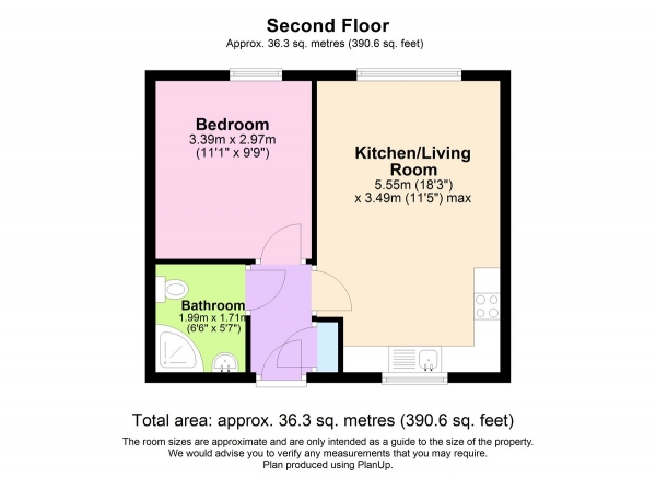 Floor Plan for 1 Bedroom Apartment to Rent in Vernon Road, Nottingham, NG6, 0AU - £160 pw | £695 pcm