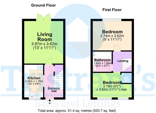 Floor Plan Image for 2 Bedroom Terraced House to Rent in Dean Close, Wollaton