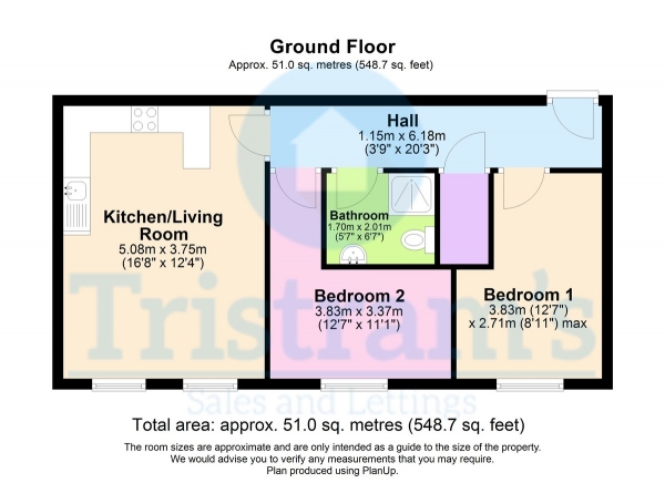 Floor Plan Image for 2 Bedroom Apartment to Rent in The Farthings, Nottingham