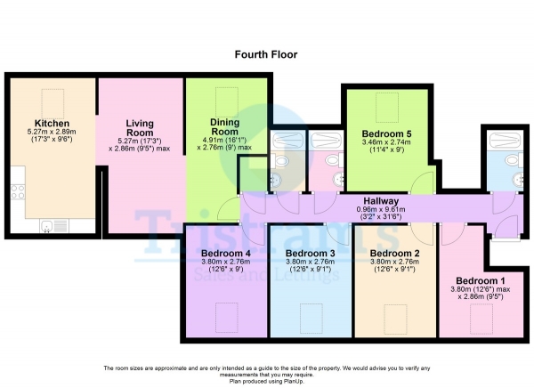 Floor Plan Image for 5 Bedroom Apartment to Rent in Castle Boulevard, Nottingham