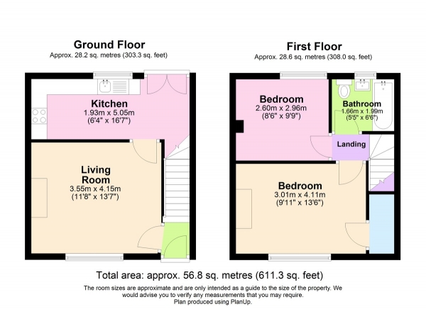 Floor Plan Image for 2 Bedroom Terraced House for Sale in Meriden Avenue, Beeston