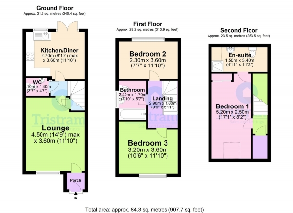 Floor Plan Image for 3 Bedroom Town House for Sale in Bluebell Wood Lane, Clipstone Village