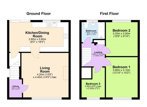 Floor Plan Image for 3 Bedroom Town House to Rent in Havenwood Rise, Nottingham