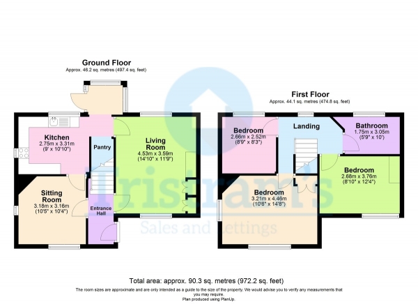 Floor Plan Image for 3 Bedroom Semi-Detached House for Sale in Amersham Rise, Nottingham