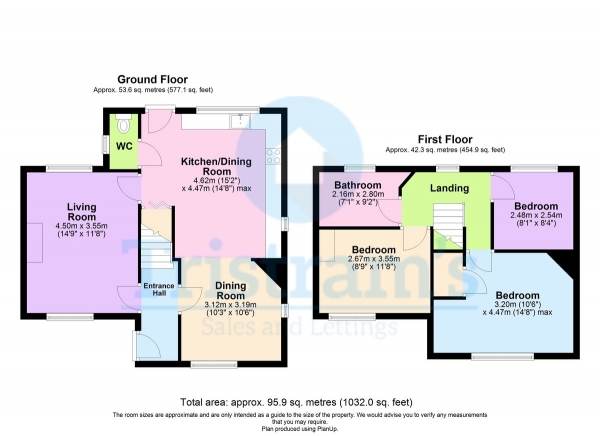 Floor Plan Image for 3 Bedroom Semi-Detached House for Sale in Amersham Rise, Nottingham